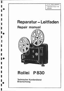 Rollei P 830 manual. Camera Instructions.